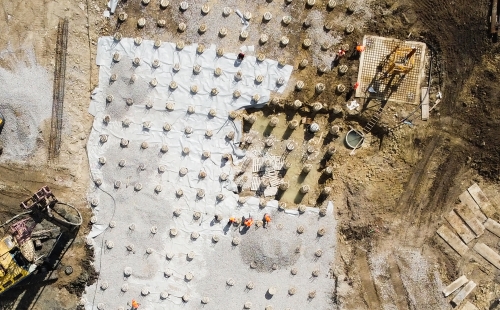 Aerial view of construction site